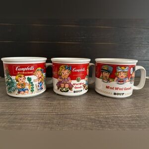 Set of 3 Vintage Campbells soup mugs 1993 Westwood 14oz Coffee Cups Red White